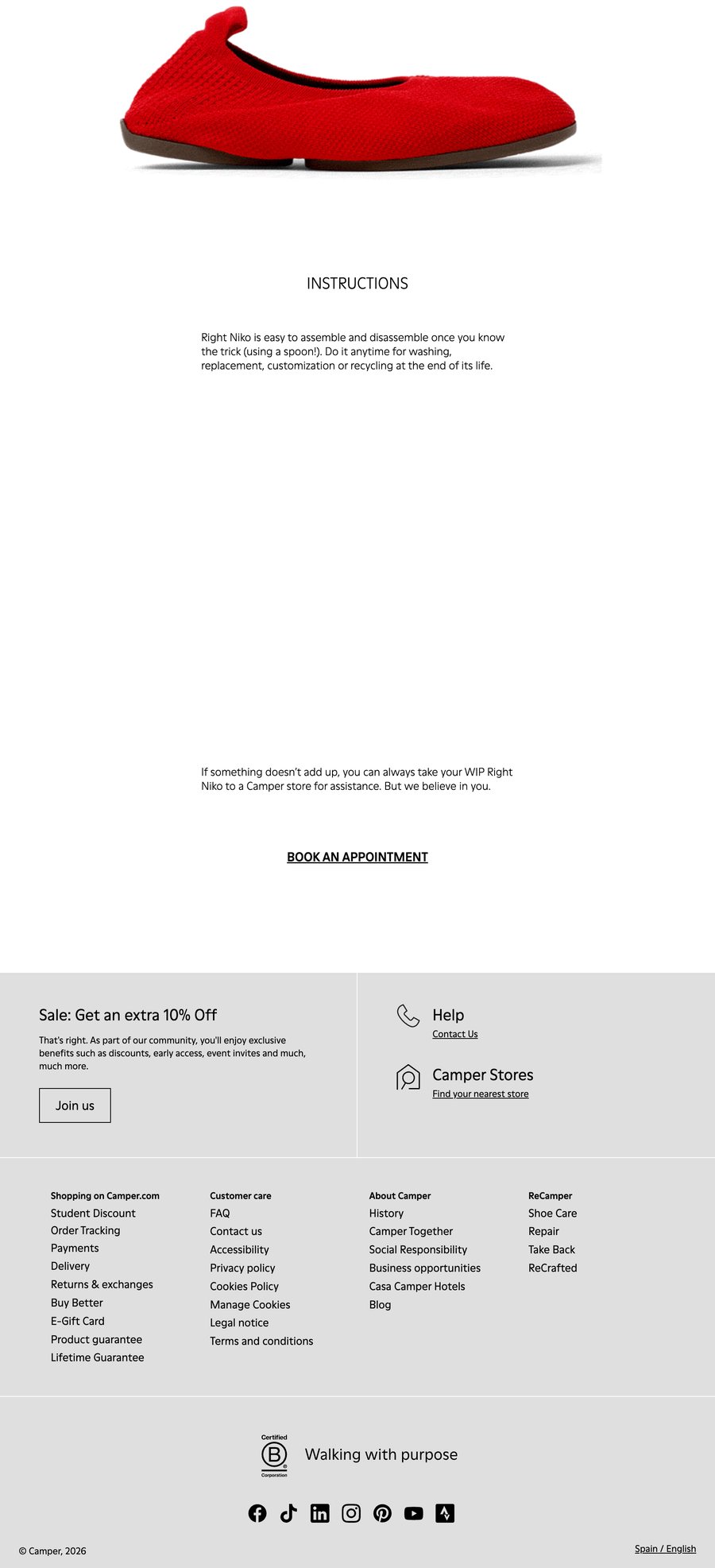 Right Niko page on the Camper website