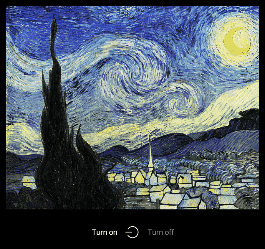 Starry Night by Van Gogh, with the house lights turning off and the stars appearing