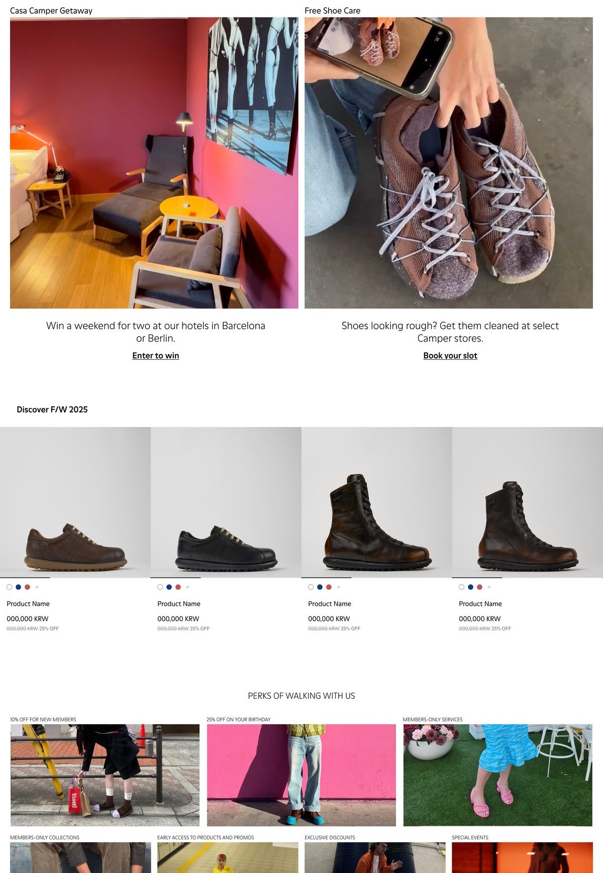 The Walking Society landing page, Camper